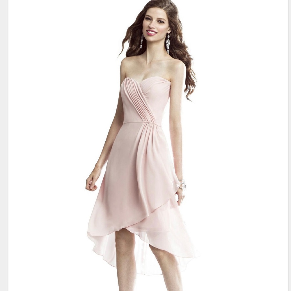 Cocktail length strapless nu-georgette dress